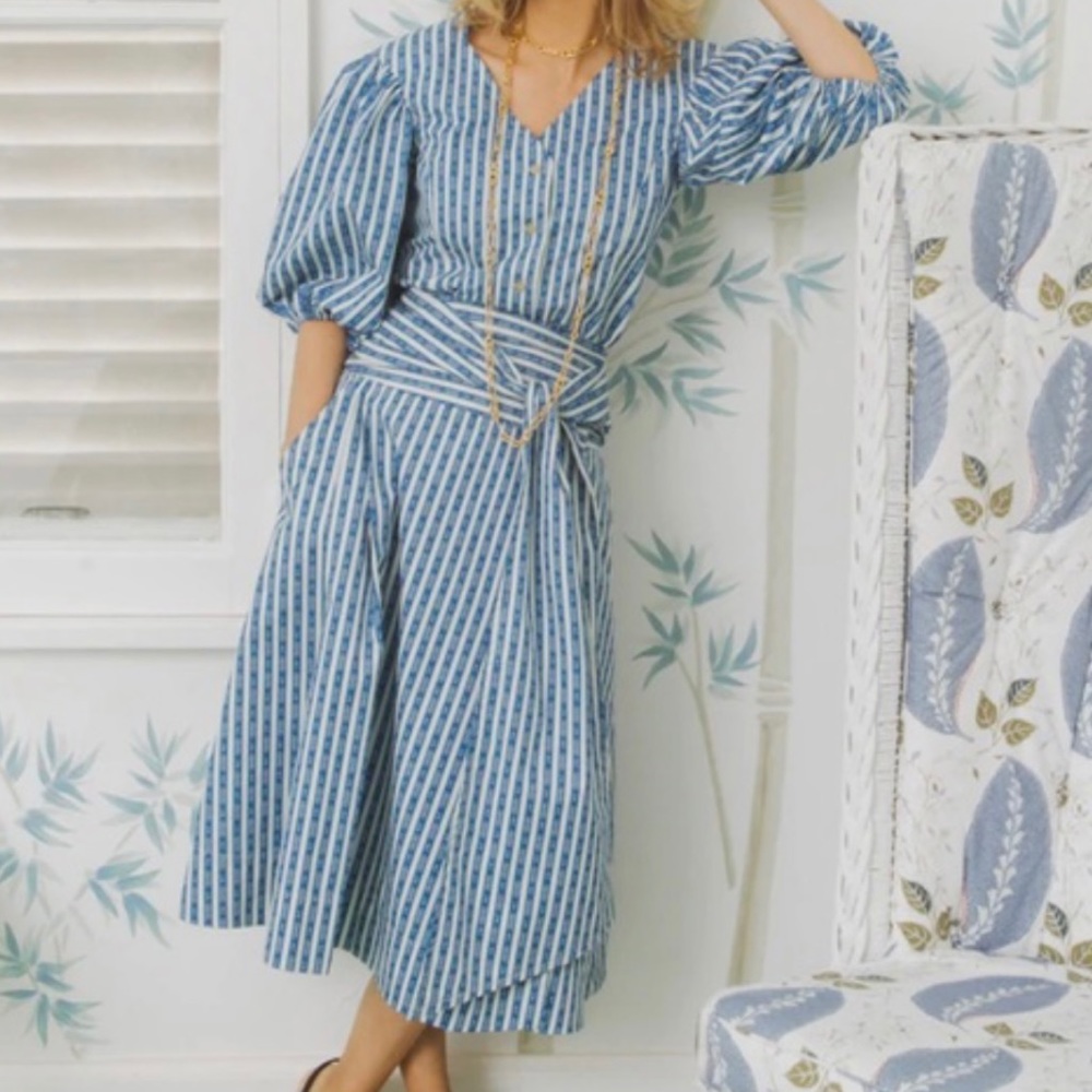 Tory Burch Gemini link boom stripe wrap skirt Sz00